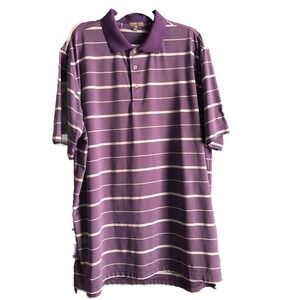 Peter Millar Mens Polo XL Purple White Striped Short‎ Sleeve Dress Shirt Golf